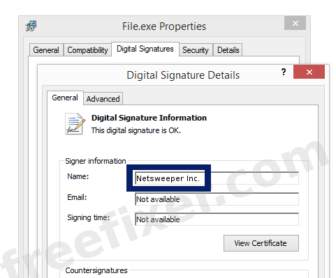 Screenshot of the Netsweeper Inc. certificate